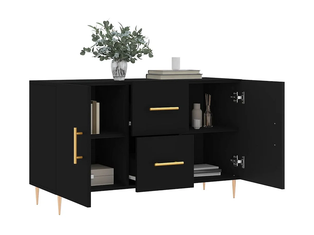 Sideboard Schwarz Anrichte 100x36x60 cm Holzwerkstoff -RM14834
