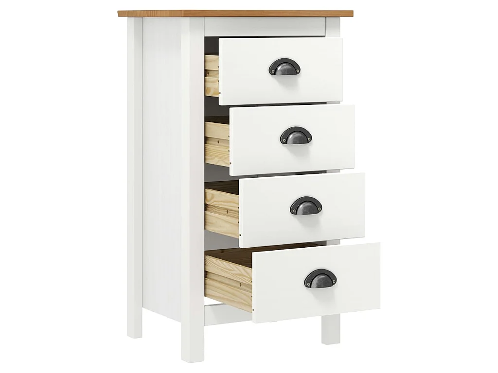 Sideboard Lowboard - Hill Weiß 46x35x80 cm Massivholz Kiefer -RM96109