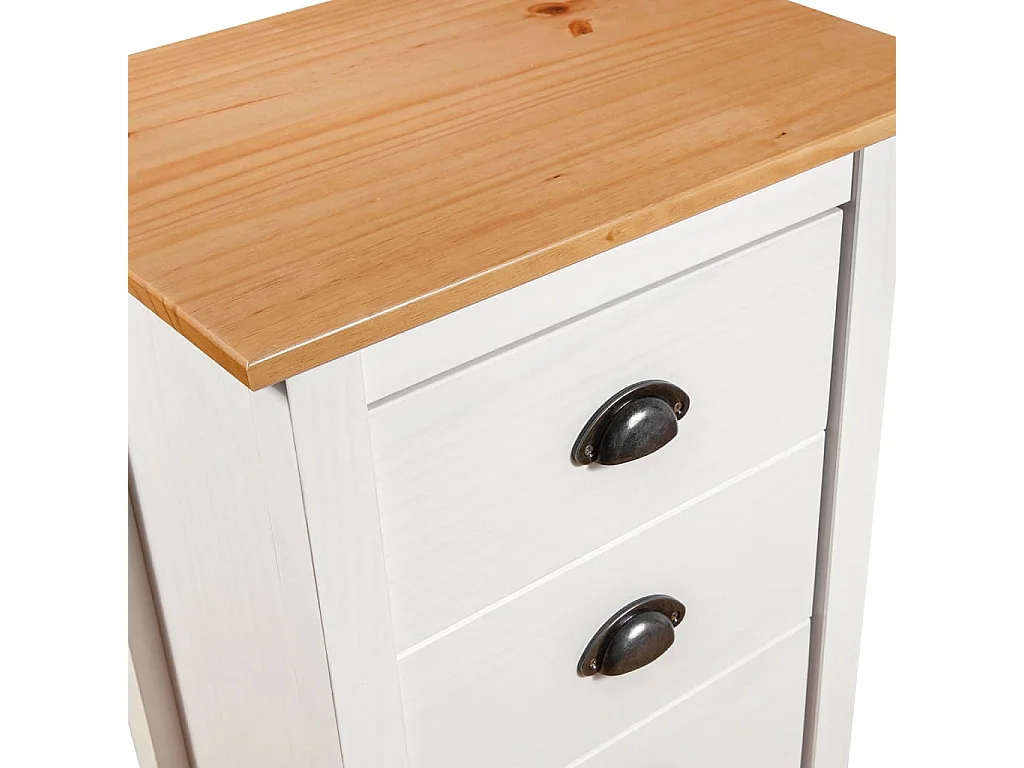 Sideboard Lowboard - Hill Weiß 46x35x80 cm Massivholz Kiefer -RM96109