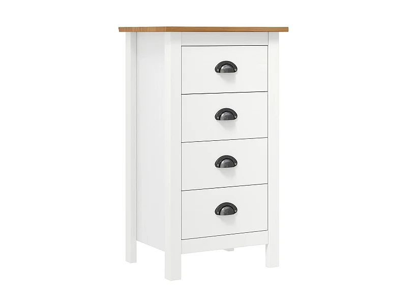 Sideboard Lowboard - Hill Weiß 46x35x80 cm Massivholz Kiefer -RM96109