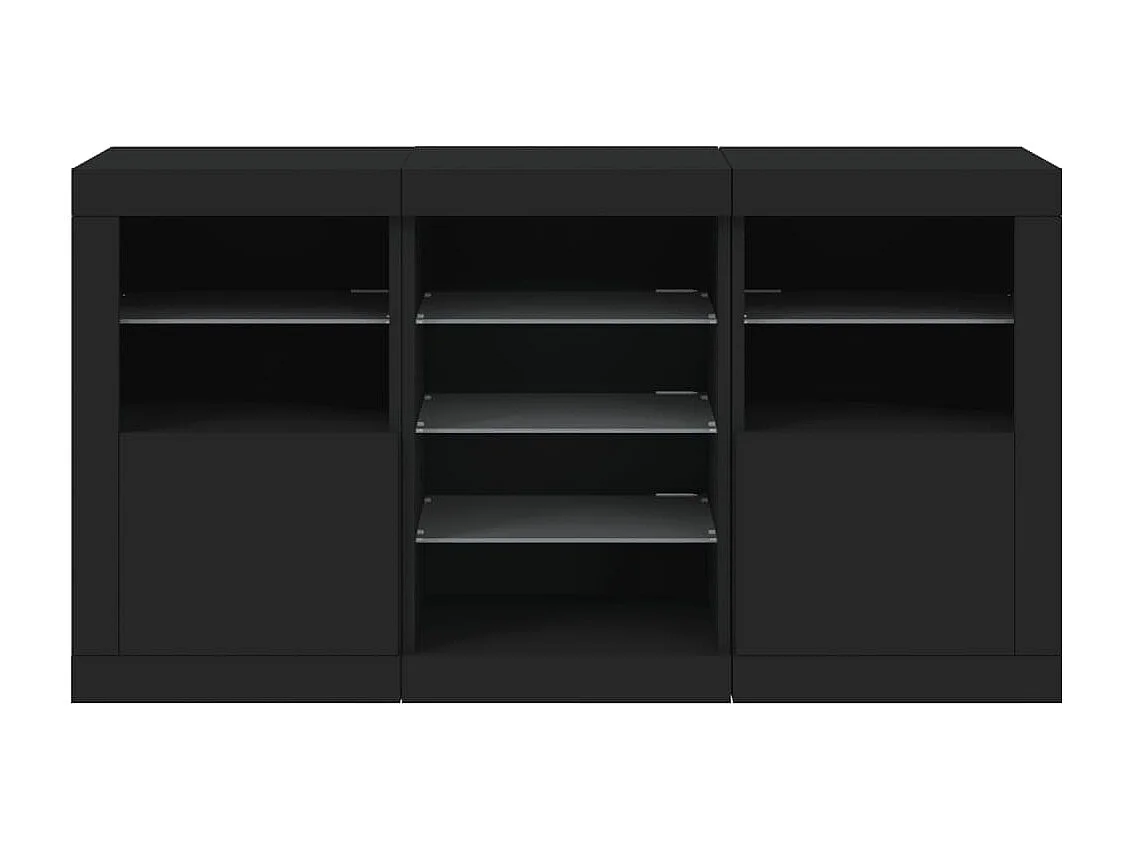 Sideboard mit LED-Leuchten Anrichte Schwarz 123x37x67 cm -RM17216