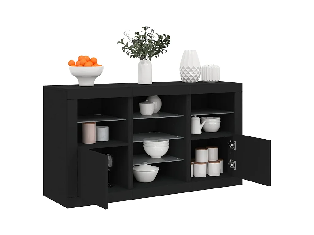 Sideboard mit LED-Leuchten Anrichte Schwarz 123x37x67 cm -RM17216