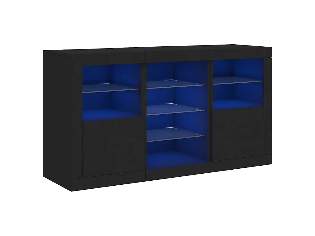 Sideboard mit LED-Leuchten Anrichte Schwarz 123x37x67 cm -RM17216