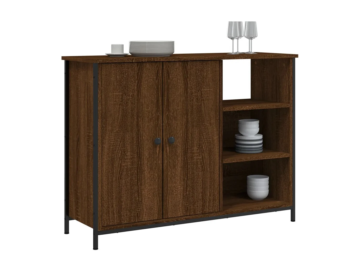Sideboard Lowboard - Braun Eichen-Optik 100x33x75 cm Holzwerkstoff -RM74454