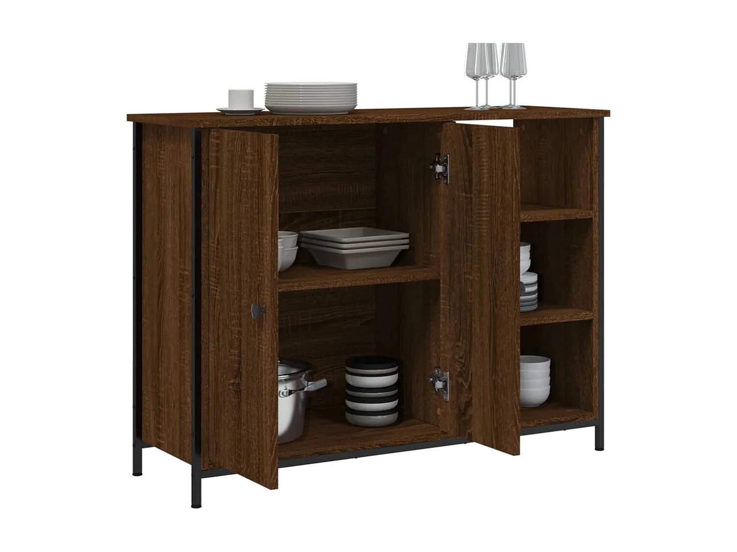 Sideboard Lowboard - Braun Eichen-Optik 100x33x75 cm Holzwerkstoff -RM74454