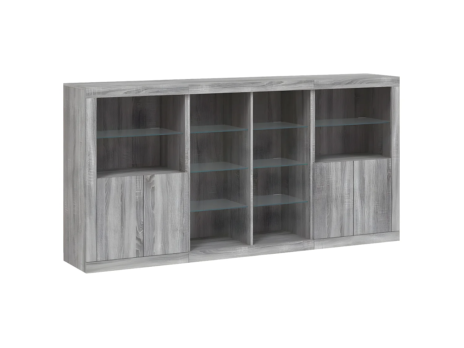 Sideboard Grau Anrichte mit LED-Leuchten Sonoma 202x37x100 cm -RM28711
