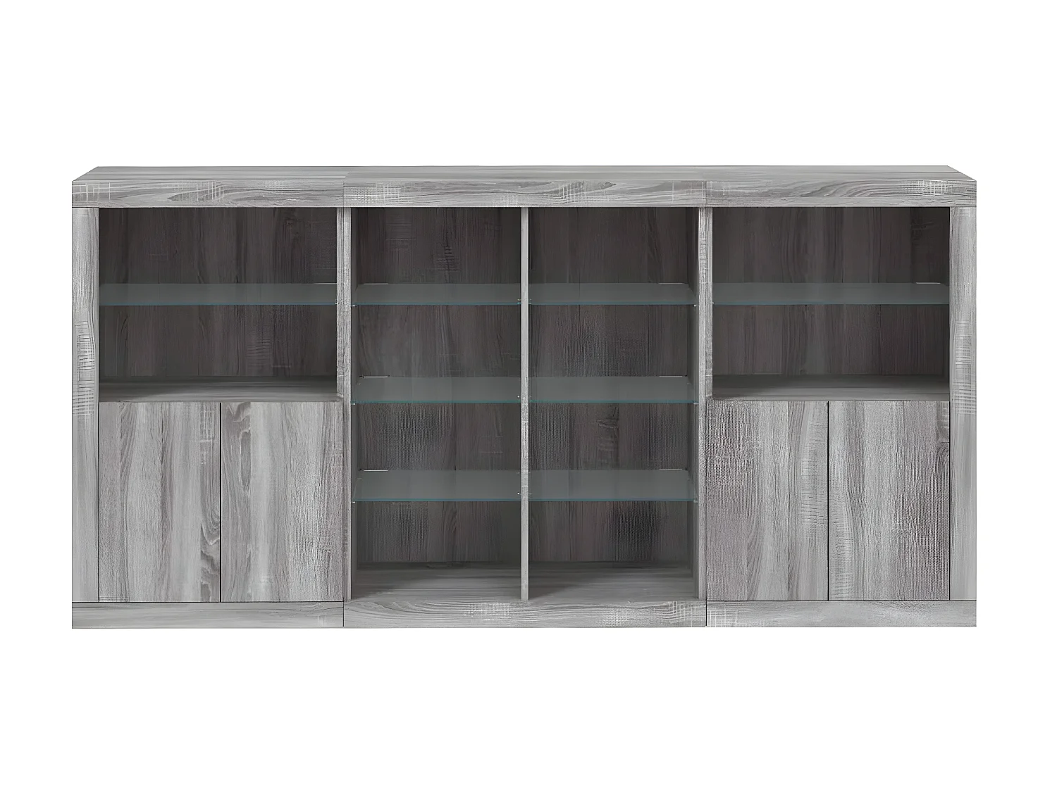 Sideboard Grau Anrichte mit LED-Leuchten Sonoma 202x37x100 cm -RM28711