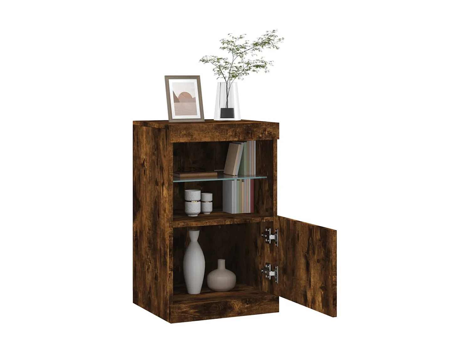 Sideboard mit LED-Leuchten Anrichte Räuchereiche 41x37x67 cm -RM62898