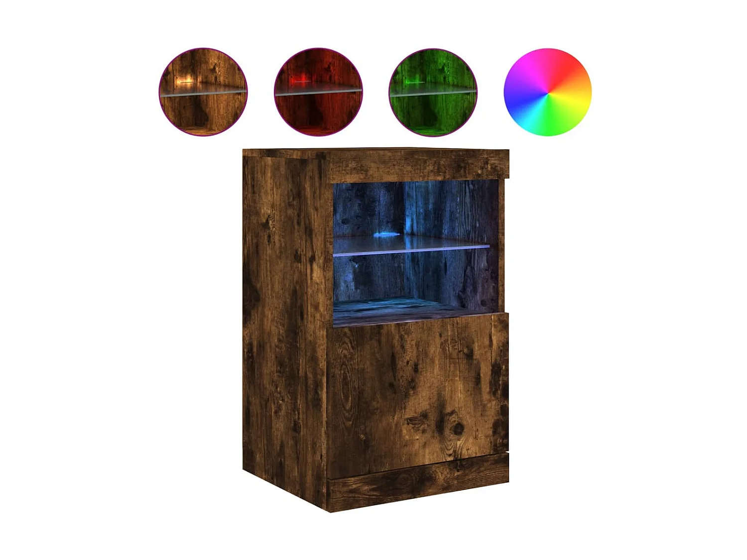 Sideboard mit LED-Leuchten Anrichte Räuchereiche 41x37x67 cm -RM62898