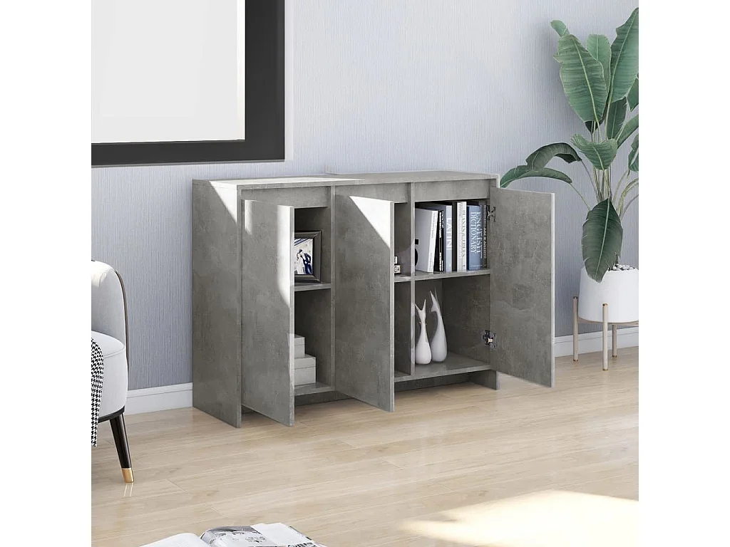 Sideboard Lowboard - Betongrau 102x33x75 cm Holzwerkstoff -RM18777