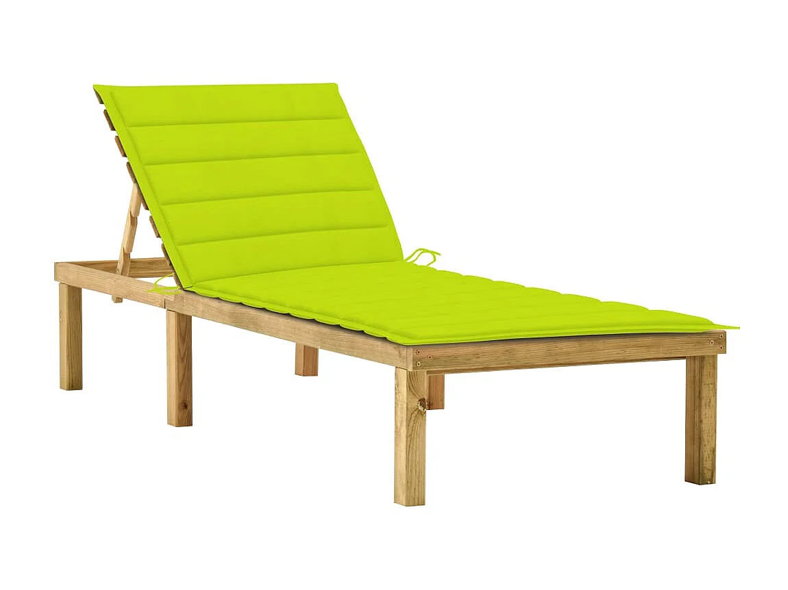 Bain de soleil avec coussin vert vif Bois de pin imprégné SEF12361