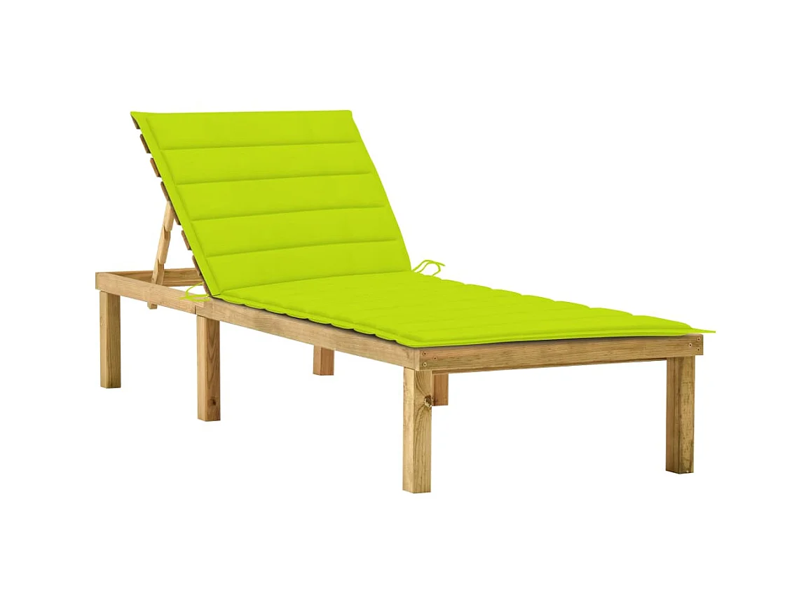 Bain de soleil avec coussin vert vif Bois de pin imprégné SEF12361