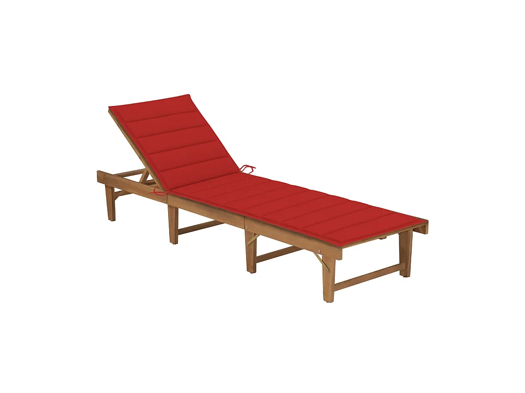 Bain de soleil pliable avec coussin Bois d'acacia solide SEF19375