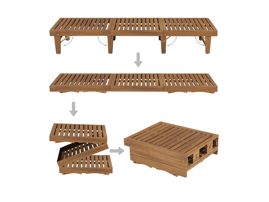 Ligbed inklapbaar met kussen massief acaciahout NL891277