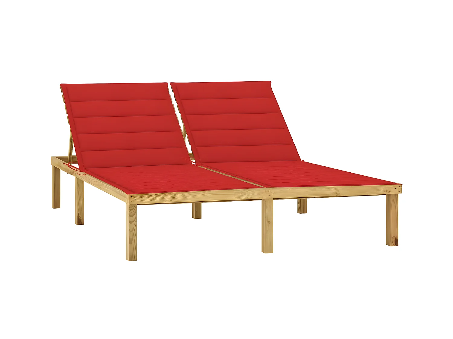 Bain de soleil double et coussin rouge Bois de pin imprégné SEF98580