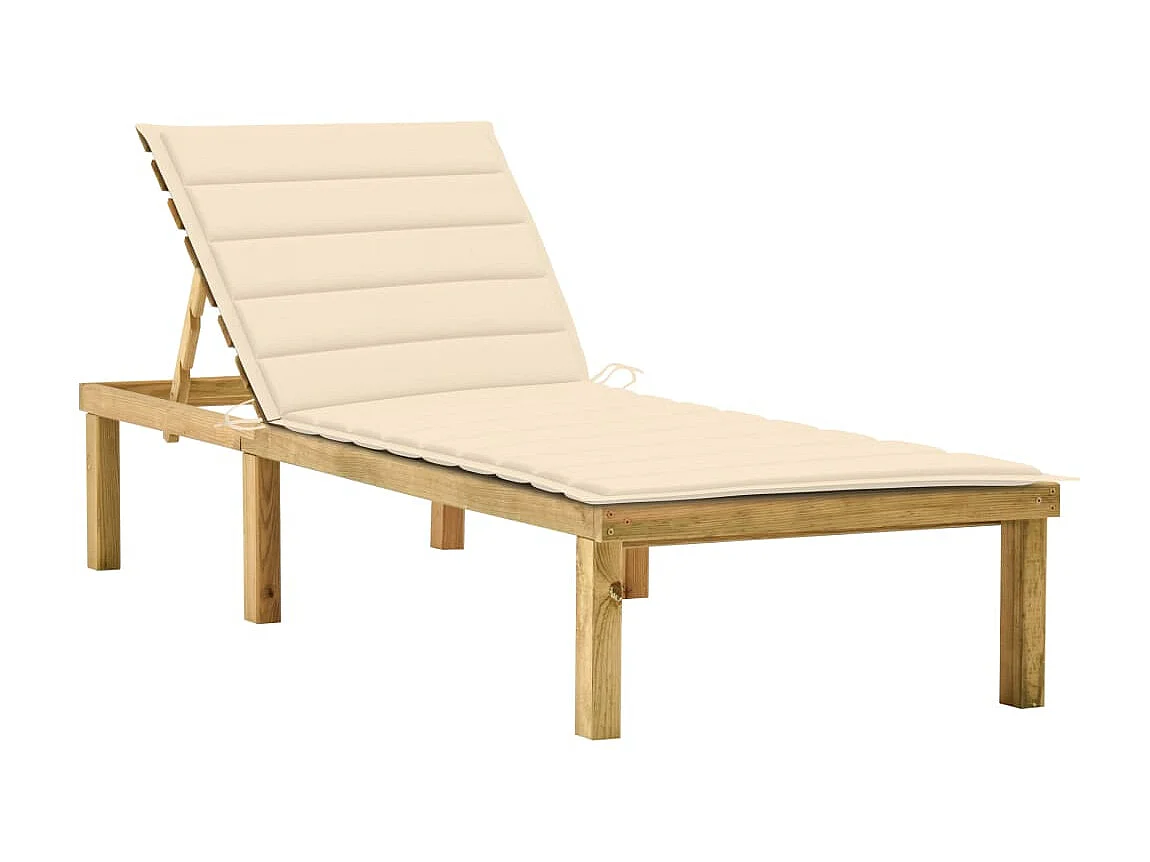 Tumbona con cojín crema madera de pino impregnada ES27060