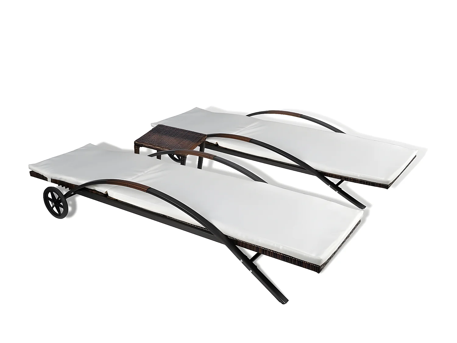 Bains de soleils avec table Résine tressée Marron SEF49643