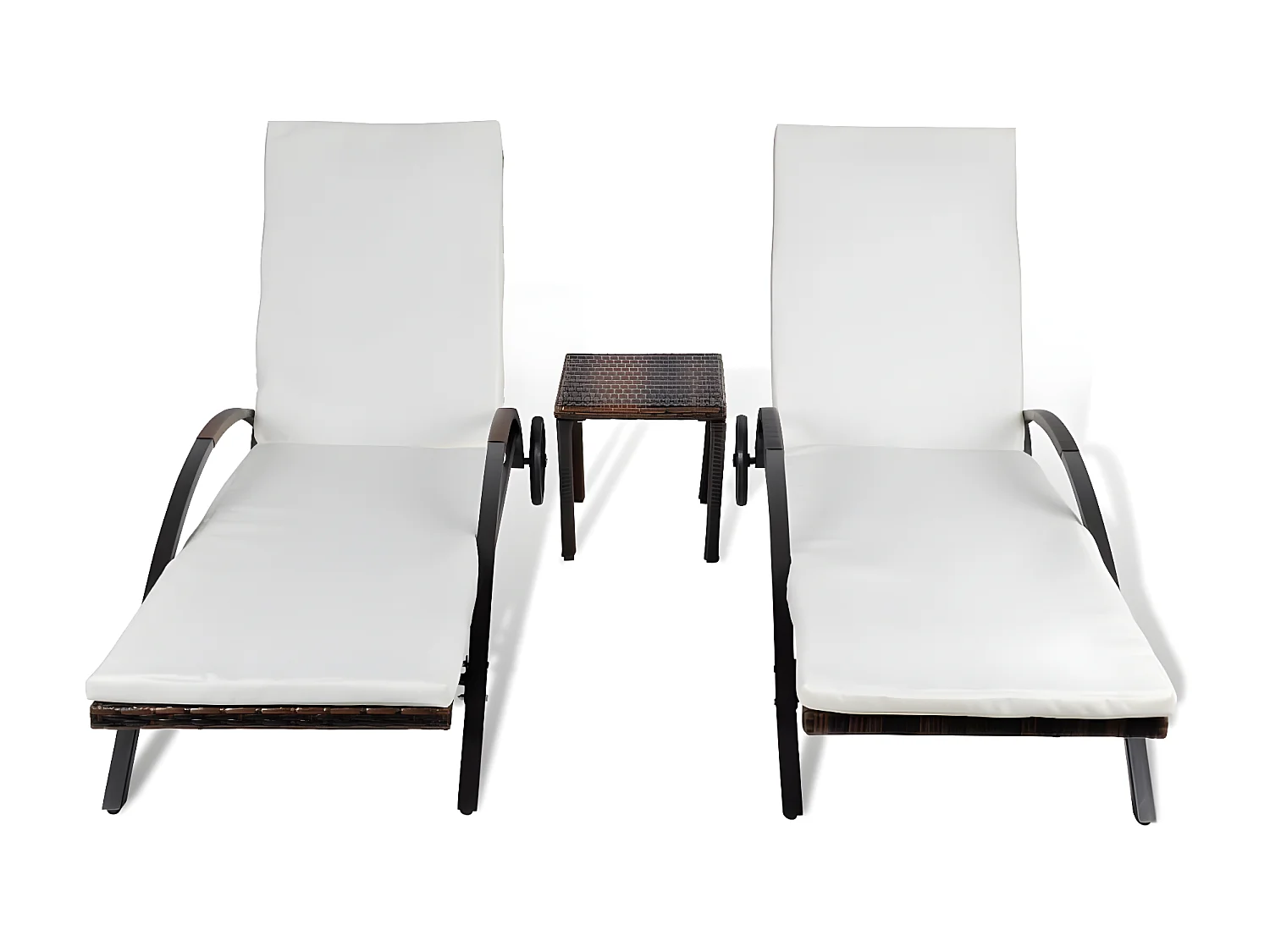 Ligbedden met tafel poly rattan bruin NL575469