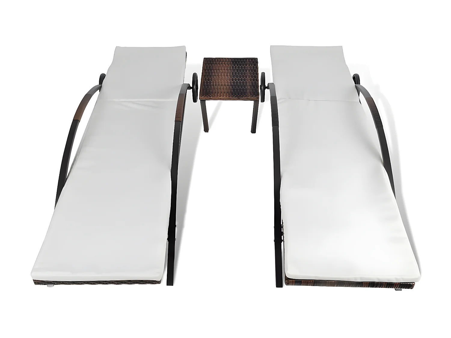 Ligbedden met tafel poly rattan bruin NL575469