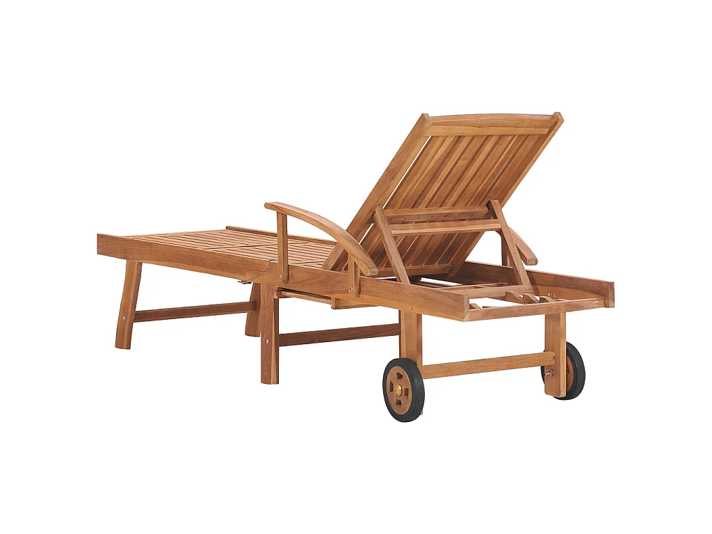 Tumbona con cojín beige madera maciza de teca ES12206