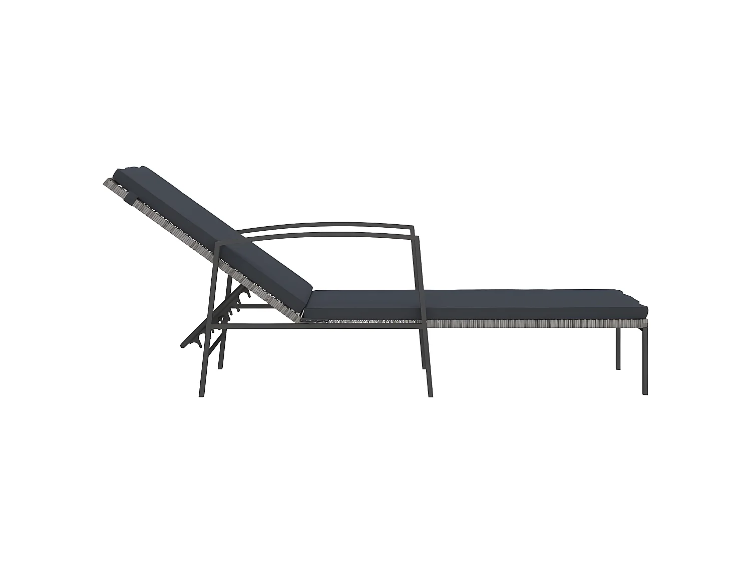 Ligbed met kussen poly rattan grijs NL651764