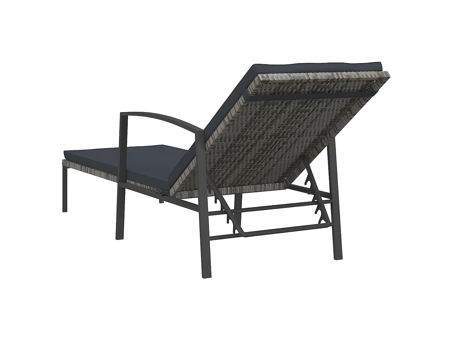 Ligbed met kussen poly rattan grijs NL651764