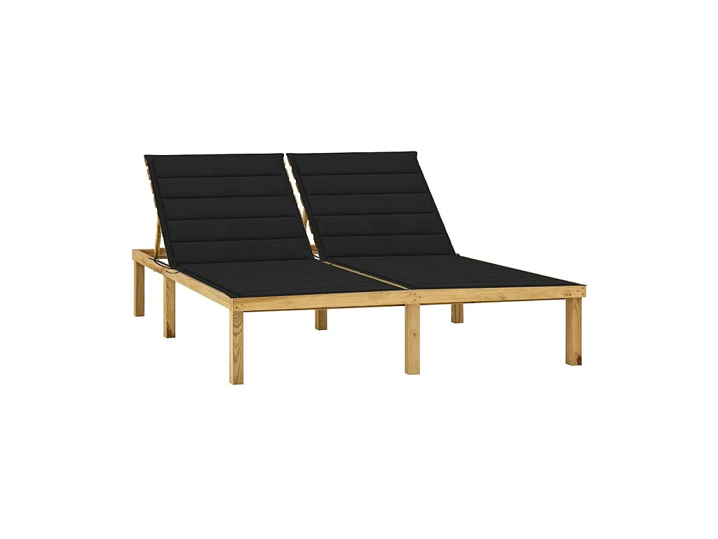 Bain de soleil double et coussin noir Pin imprégné SEF82359