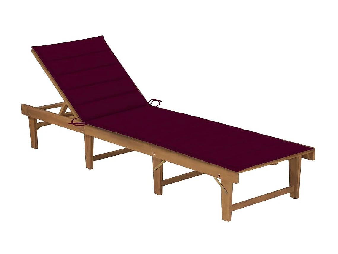 Bain de soleil pliable avec coussin Bois d'acacia solide SEF76780