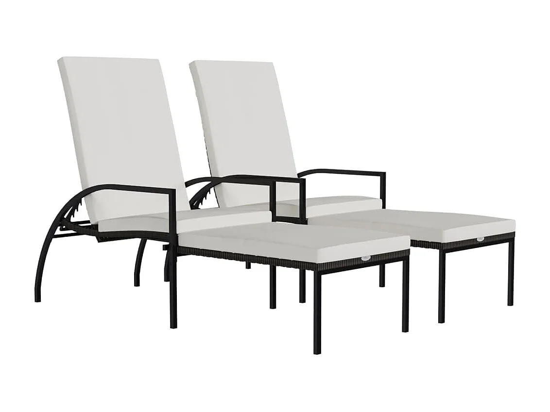 Bains de soleils avec repose-pied 2 pcs Résine tressée Marron SEF75594