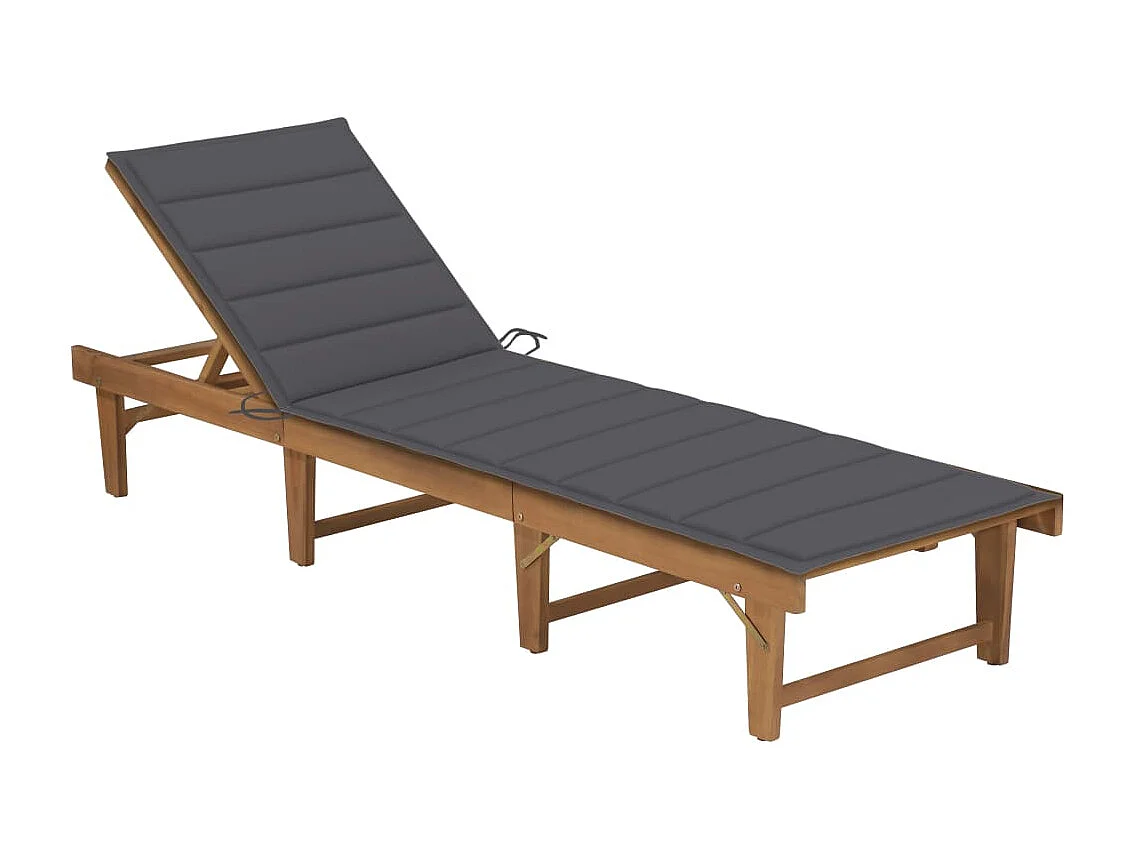 Bain de soleil pliable avec coussin Bois d'acacia solide SEF82637