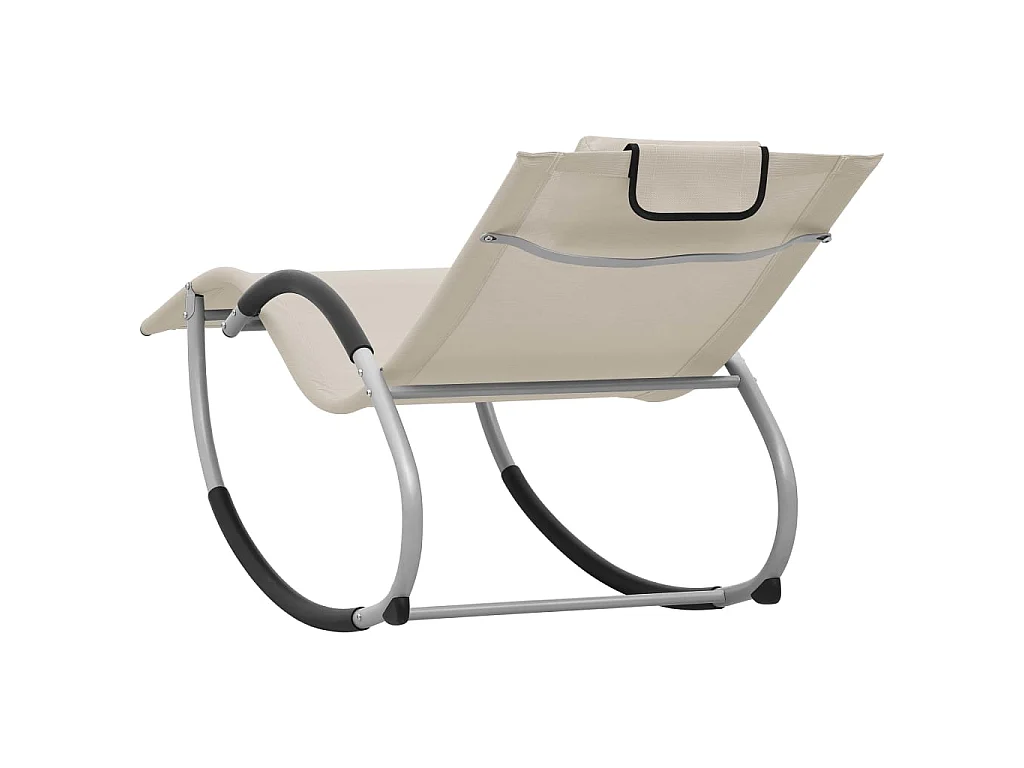 Bain de soleil avec oreiller Crème Textilène SEF24384