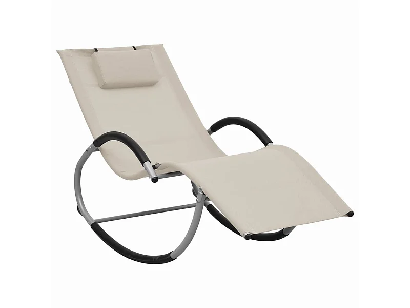 Bain de soleil avec oreiller Crème Textilène SEF24384