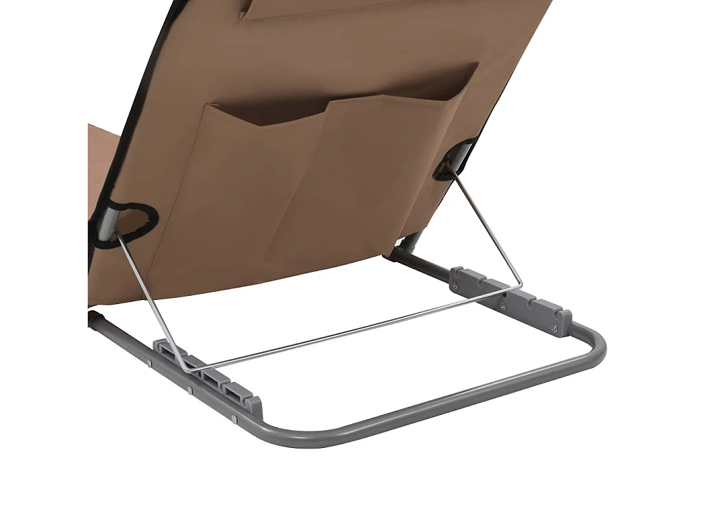 Bains de soleil pliables 2 pcs Acier et tissu Marron PEWV27425