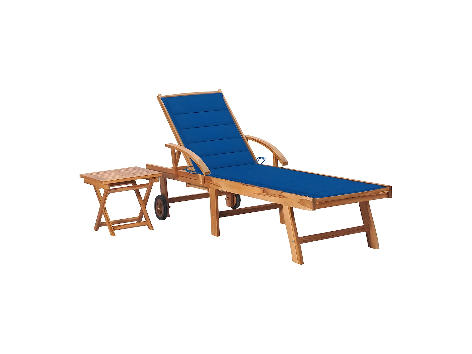 Bain de soleil avec table et coussin Bois de teck solide SEF34625