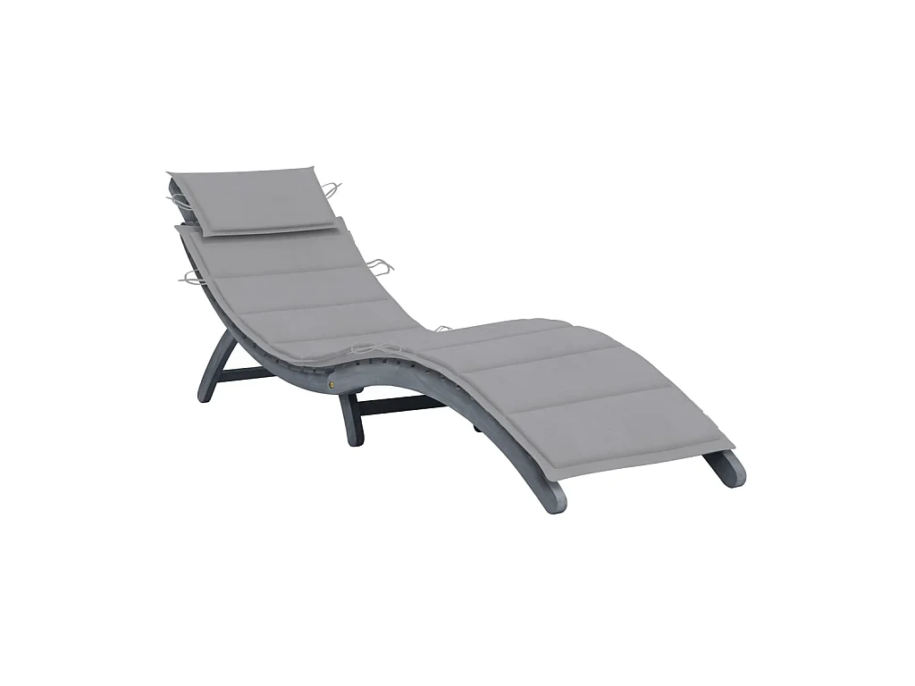 Bain de soleil avec coussin Gris Bois d'acacia solide SEF72198