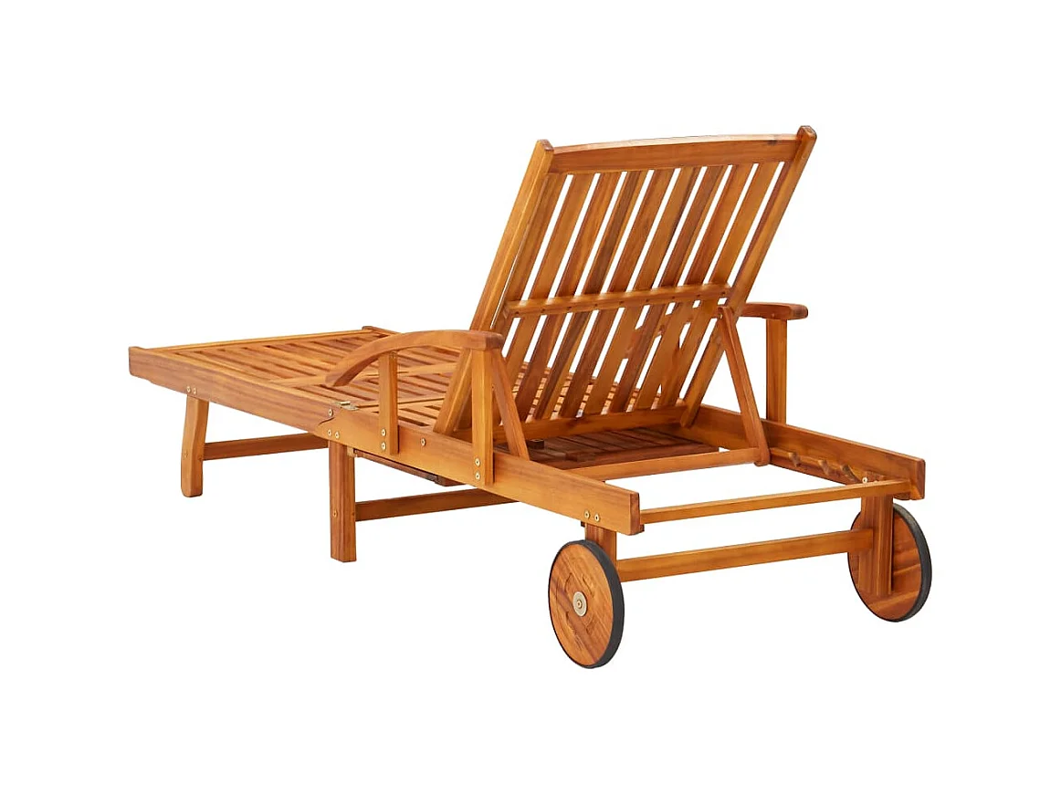 Bain de soleil de jardin avec table et coussin Bois d'acacia SEF91643