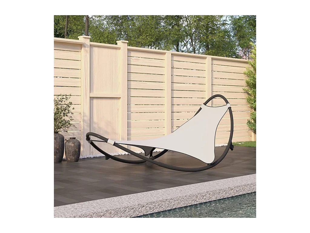 Bain de soleil à bascule avec roues Acier et textilène Crème SEF92040