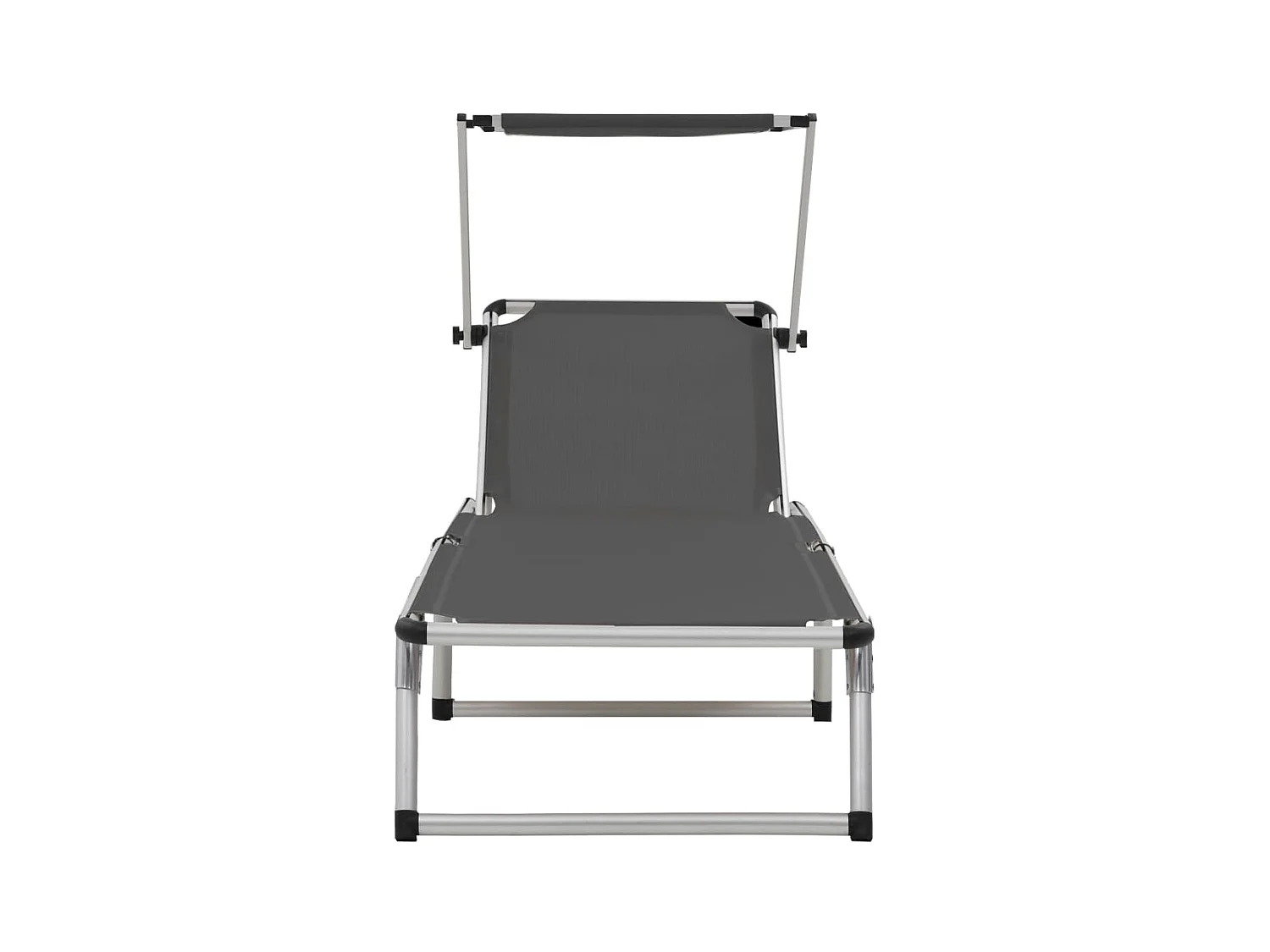 Bains de soleils pliables et toit 2 pcs Aluminium textilène Gris SEF79652