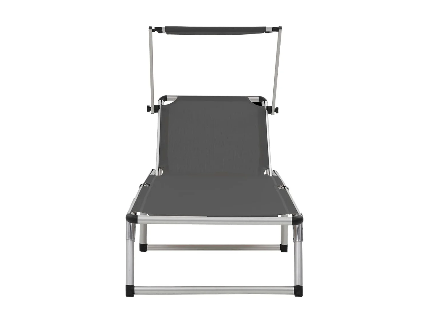 Ligbedden inklapbaar met dak 2 st aluminium en textileen grijs NL113233