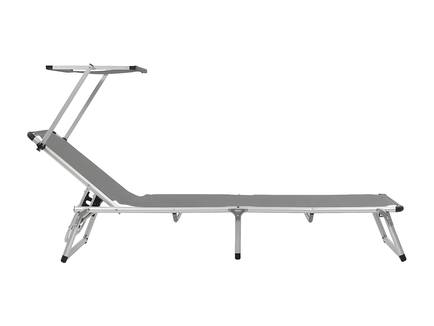 Ligbedden inklapbaar met dak 2 st aluminium en textileen grijs NL113233