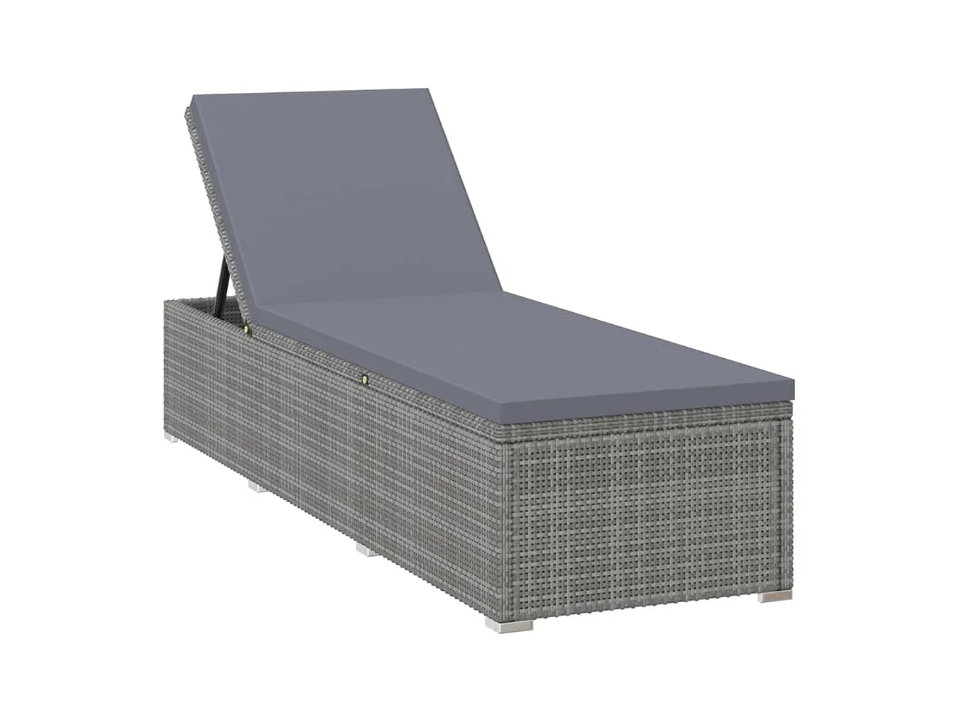Bain de soleil avec coussin et table à thé Résine tressée Gris SEF25387