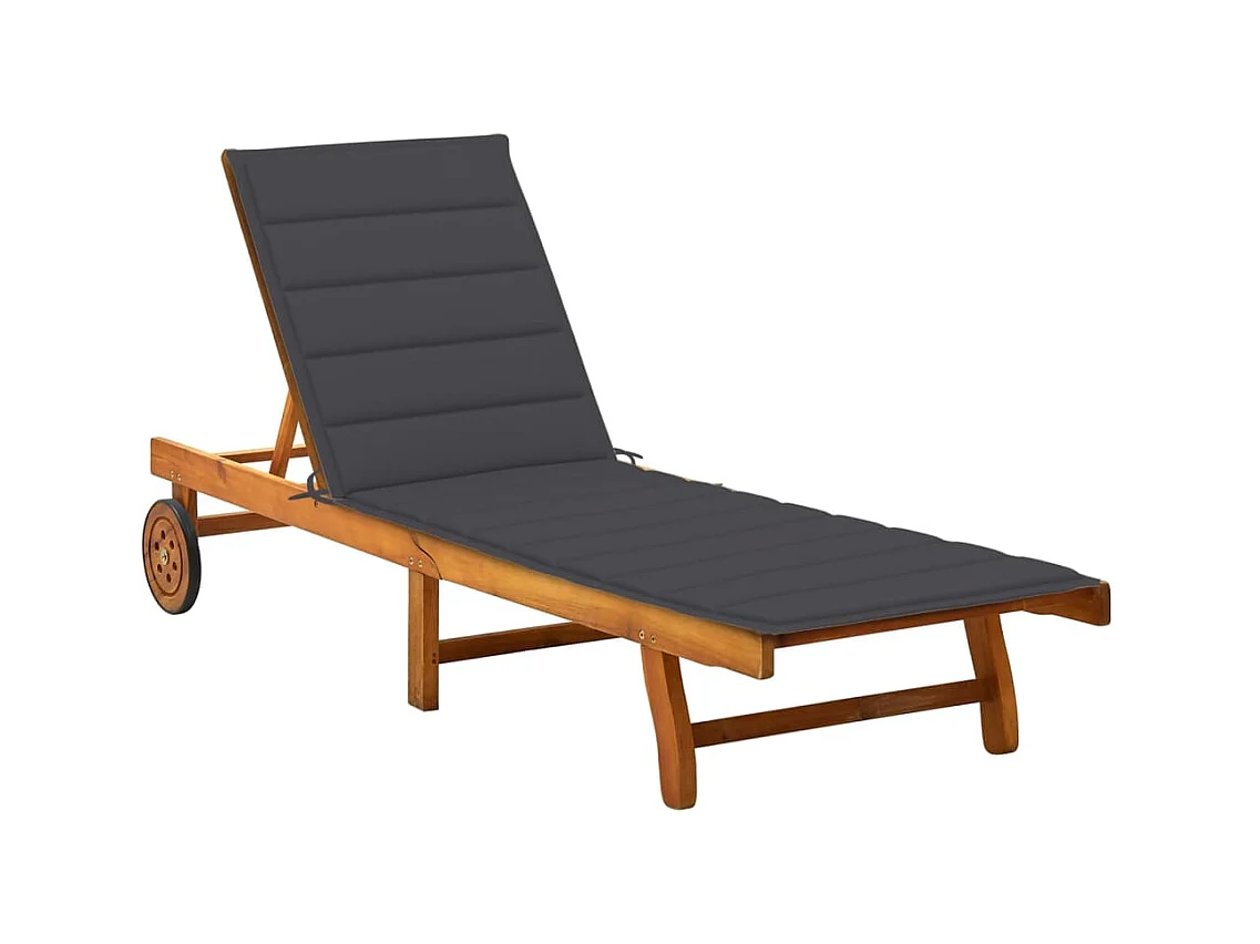 Bain de soleil avec coussin Bois d'acacia solide PEWV82615