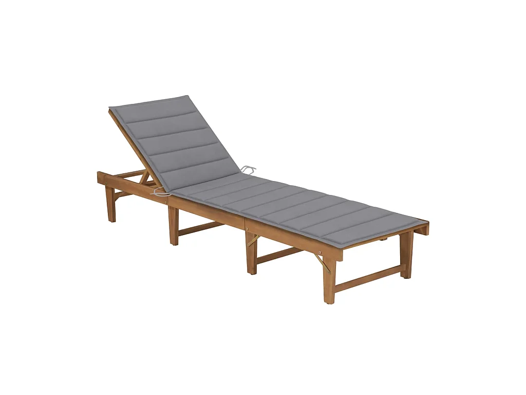 Bain de soleil pliable avec coussin Bois d'acacia solide SEF85227