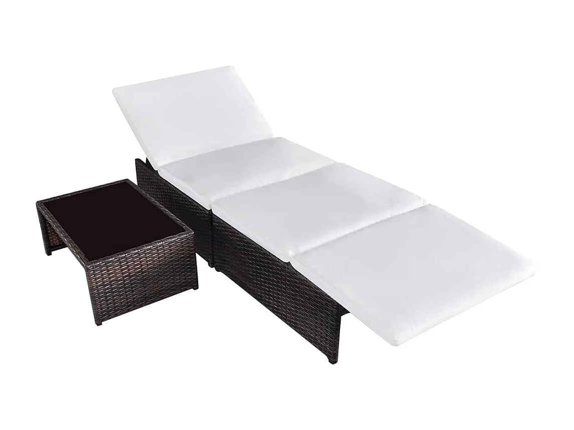 Tuinstoelen 2 st verstelbaar met tafel poly rattan bruin NL423790