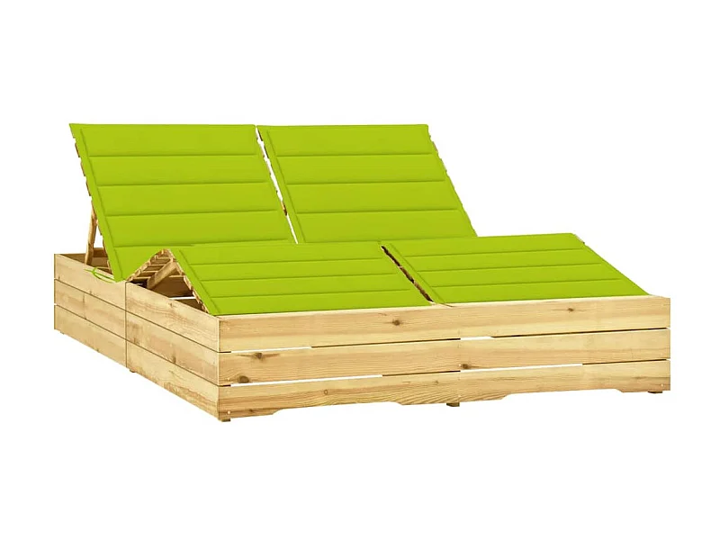 Tumbona doble y cojines verde brillante madera pino impregnada ES97388