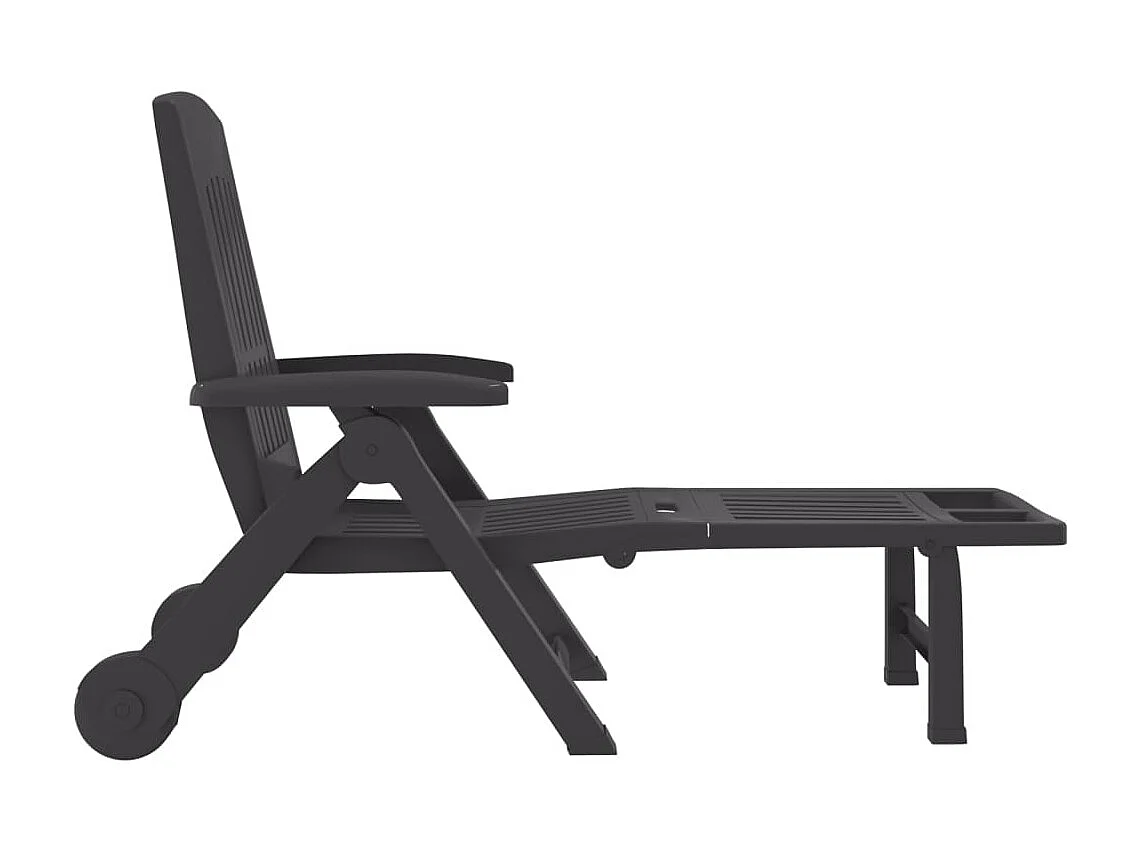 Bain de soleil pliable avec roues anthracite PP PEWV73457