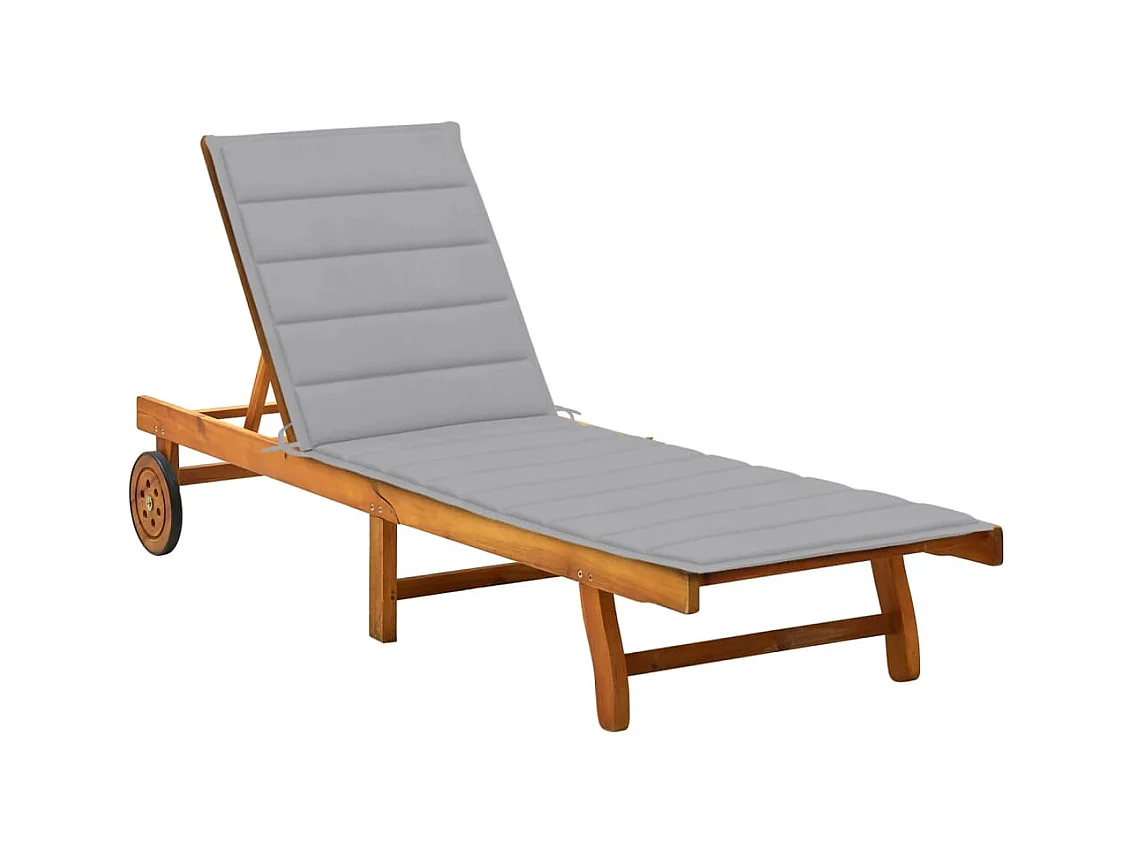 Bain de soleil avec coussin Bois d'acacia solide PEWV96432