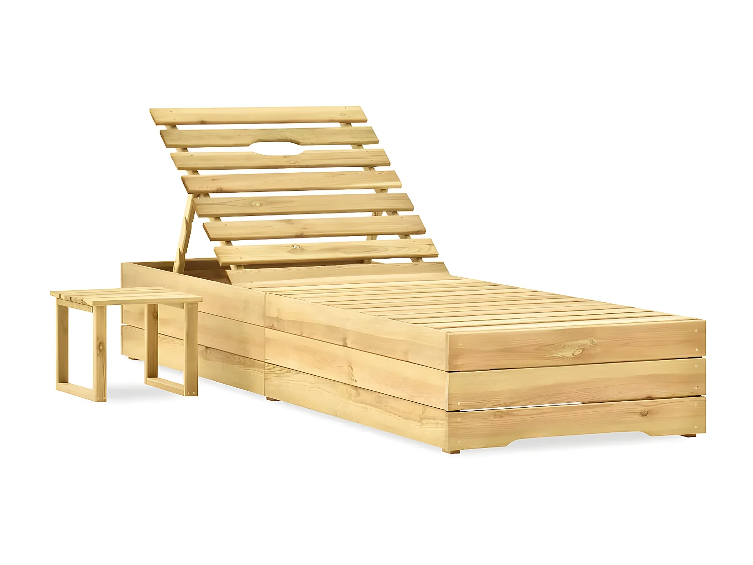 Bain de soleil avec table Bois de pin imprégné de vert SEF49582