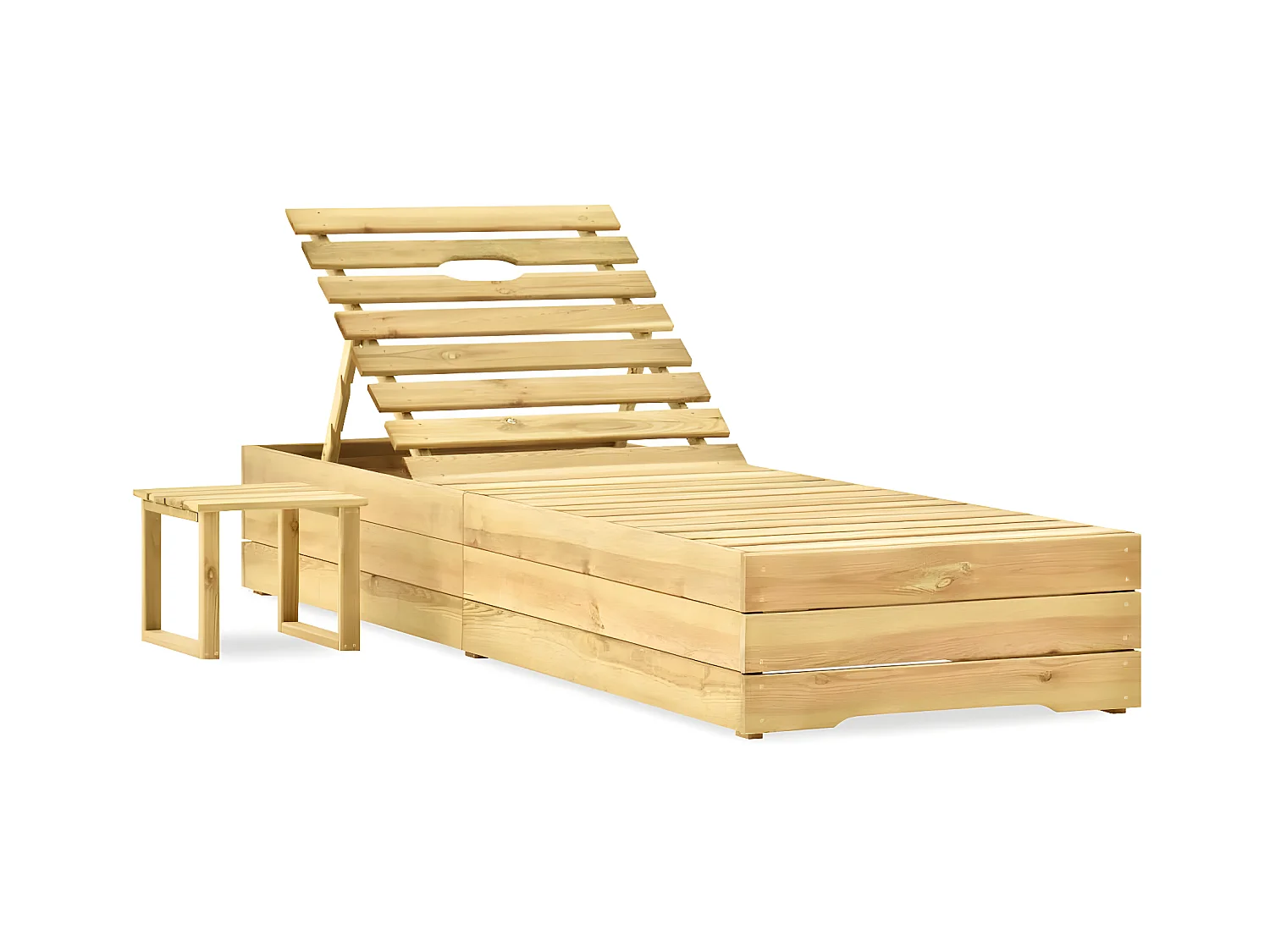 Bain de soleil avec table Bois de pin imprégné de vert SEF49582