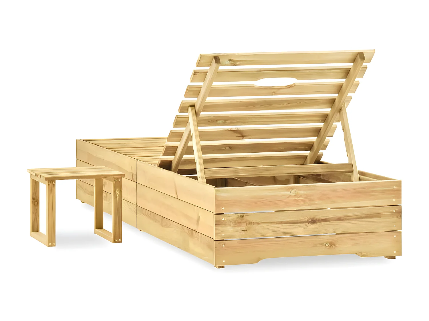 Tumbona con mesa de madera de pino impregnada verde ES57123